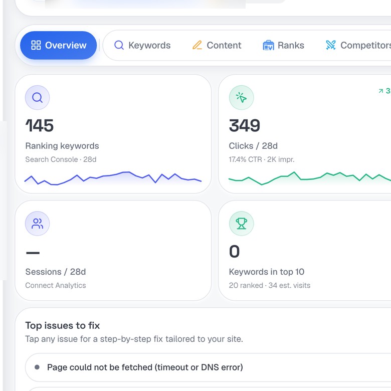 SerpScale site audit report dashboard