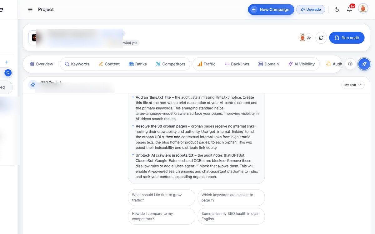 AI SEO Copilot screenshot in SerpScale